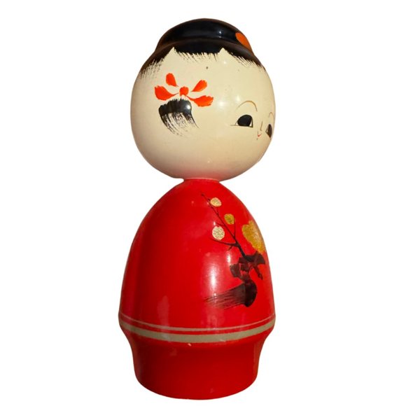 Vintage Genuine Wajima Lacquer Kokeshi Doll Set of 2 (Girl & Boy) - Picture 7 of 11